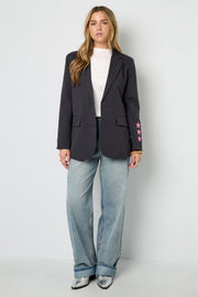 Stylish Grey & Dark Blue Ladies' Suit Set for Fall/Winter